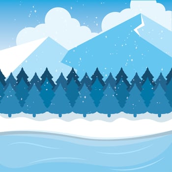 Cold colored winter seasonal natural landscape Vector