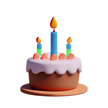 Birthday cake 3d rendering icon illustration png