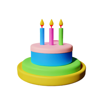 Birthday cake 3d rendering icon illustration png