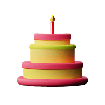 Birthday cake 3d rendering icon illustration png
