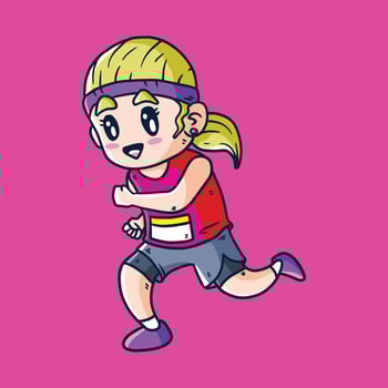 Cartoon Vector illustration of female athletes. Healthy activity and lifestyle. Sprint, jogging, warming up. Vector Marathon Runner. Vector marathon runner illustration.