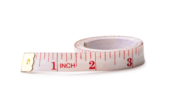 Old white rolling tape measure or tapeline with scale number isolated with clipping path and shadow in png file format