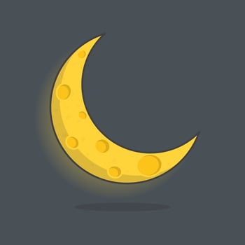 Crescent Moon Cartoon Vector Illustration. Young Moon Flat Icon Outline