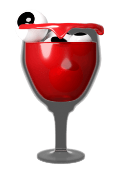 3d happy halloween party with wineglass, cocktail eyes isolated. 3d render illustration png