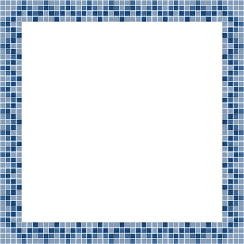 Navy blue tile frame, Mosaic tile frame or background, Tile background, Seamless pattern, Mosaic seamless pattern, Mosaic tiles texture or background. Bathroom wall tiles, swimming pool tiles. vector