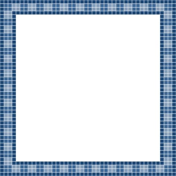 Navy blue tile frame, Mosaic tile frame or background, Tile background, Seamless pattern, Mosaic seamless pattern, Mosaic tiles texture or background. Bathroom wall tiles, swimming pool tiles. vector