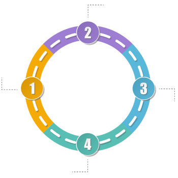 Road way infographic circle of 4 steps and business icons for finance process steps. png