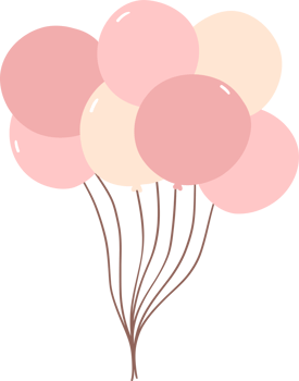Cute birthday balloons bunch doodle flat design illustration png