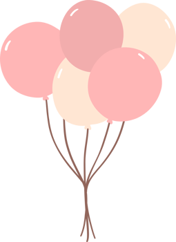 Cute birthday balloons bunch doodle flat design illustration png