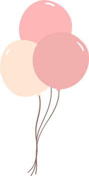 Cute birthday balloons bunch doodle flat design illustration png