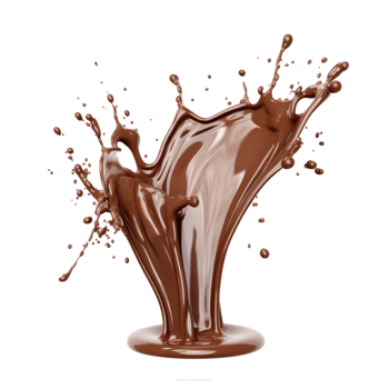 Melting chocolate burst explosion splash in the air. Isolated png