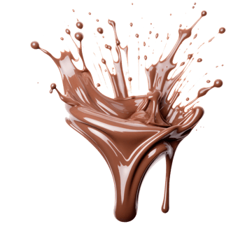 Melting chocolate burst explosion splash in the air. Isolated png