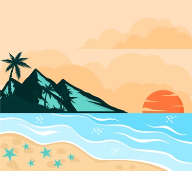 summer mountain in the beach vector baclground