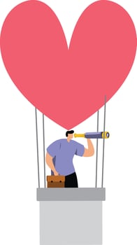 Lover float in the sky by a heart shape balloon vector