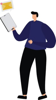 Businessman holds a mail with notification vector