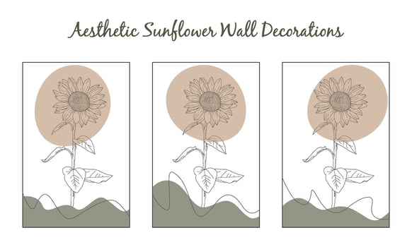 Flower wall art. Hand drawn boho poster collection. Floral hand drawn background. Modern aesthetic illustrations. aesthetic wall decoration. vector