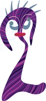 Strange cartoon snail. Bizarre Halloween characters. vector