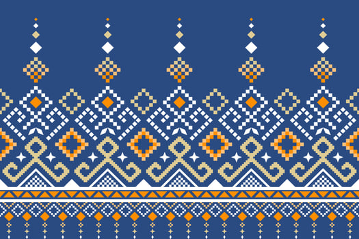 Cross stitch colorful geometric traditional ethnic pattern Ikat seamless pattern abstract design for fabric print cloth dress carpet curtains and sarong Aztec African Indian Indonesian vector