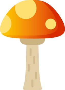 Autumn mushroom vector illustration. Fall season mushroom icon with gradient color. Fall season graphic resource for autumn icon, sign, symbol or decoration. Orange mushroom for icon autumn harvest