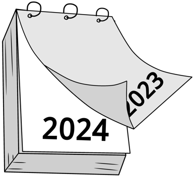 illustration of year 2023 change to 2024 png