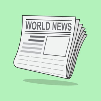 Newspaper News Cartoon Vector Illustration. Weekly Or Daily Newspaper With Articles Flat Icon Outline
