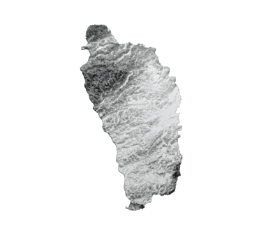 Dominica Map Flag Shaded relief Height map 3d illustration png