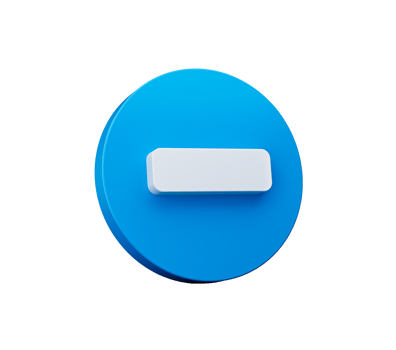 Minus 3d icon on blue button circle shape 3d illustration png