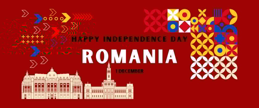 Romania national day for independence day anniversary, with maps of Romania and background of flag Romania. December 1 vector
