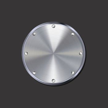 Realistic Detailed 3d Shiny Metal Banner Shaped as Round. Vector