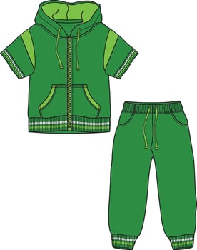 KIDS  WEAR HOODIE AND JOGGER SWEAT SUIT SET TRACK SUIT VECTOR ILLUSTRATION
