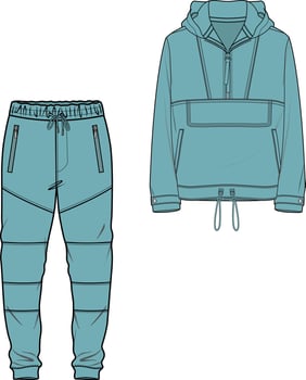 UNISEX WEAR SPORTS WEAR COORDINATE TRACKCUIT TOP AND JOGGER SET VECTOR ILLUSTRATION