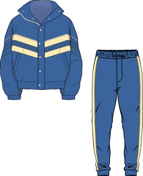 UNISEX WEAR SPORTS WEAR COORDINATE TRACKCUIT TOP AND JOGGER SET VECTOR ILLUSTRATION