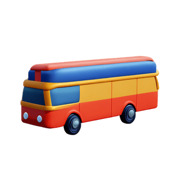 bus 3d rendering icon illustration png
