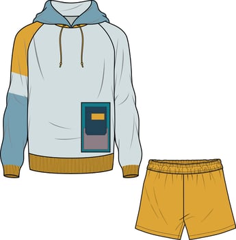 HOODIE AND SHORT SET TRACKSUIT FOR MEN AND BOYS WEAR VECTOR ILLUSTRATION