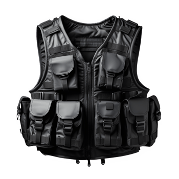 black bulletproof vest isolated on transparent background ,police vest armor png ,generative ai
