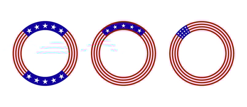 Round American flag frame set vector