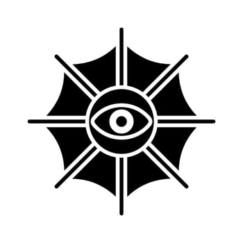evil eye spider web icon,halloween isolated white background. vector