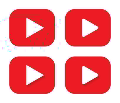 Youtube play button icon vector in flat style. Video streaming player application sign symbol