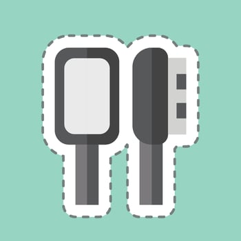 Sticker line cut Hair Brush. related to Bathroom symbol. simple design editable. simple illustration vector