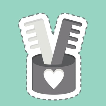 Sticker line cut Comb. related to Bathroom symbol. simple design editable. simple illustration vector