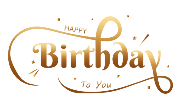 Happy birthday golden text Typography clipart png