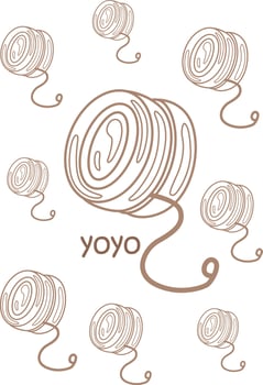 Alphabet Y For Yoyo Vocabulary School Lesson Cartoon Coloring Pages for Kids and Adult vector