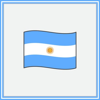 Argentina Flag Cartoon Vector Illustration. Flag of Argentina Flat Icon Outline. National Argentina Flag
