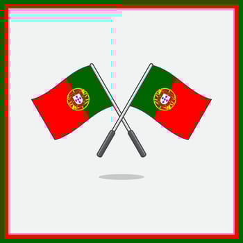 Flag of Portugal Cartoon Vector Illustration. Portugal Flag Flat Icon Outline