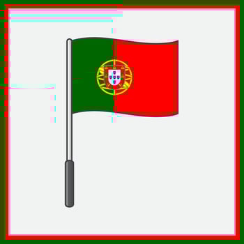 Portugal Flag Cartoon Vector Illustration. Flag of Portugal Flat Icon Outline