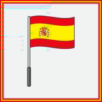 Spain Flag Cartoon Vector Illustration. Flag of Spain Flat Icon Outline