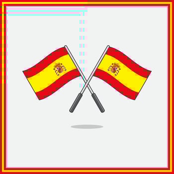 Flag of Spain Cartoon Vector Illustration. Spain Flag Flat Icon Outline