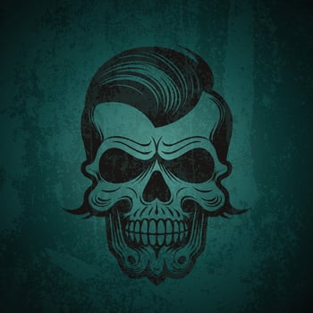 Illustration of a skull with a pompadour hairstyle vector