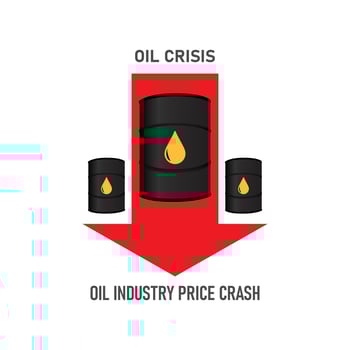 Oil crisis. Oil prices fall. Isolated vector illustration.