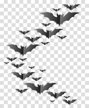 Halloween party banner , group of bats in paper cute style isolated on png, sale banner template, website, poster, vector illustration